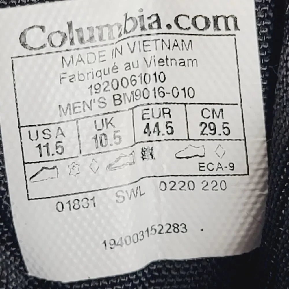 Columbia Men's Black Orange Newton Ridge Leather Ankle‎ Hiking Boot Size 11.5
